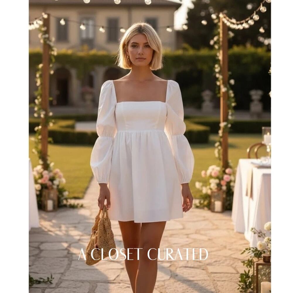 Reformation Michaela Organic Cotton Mini Dress 8 White NEW